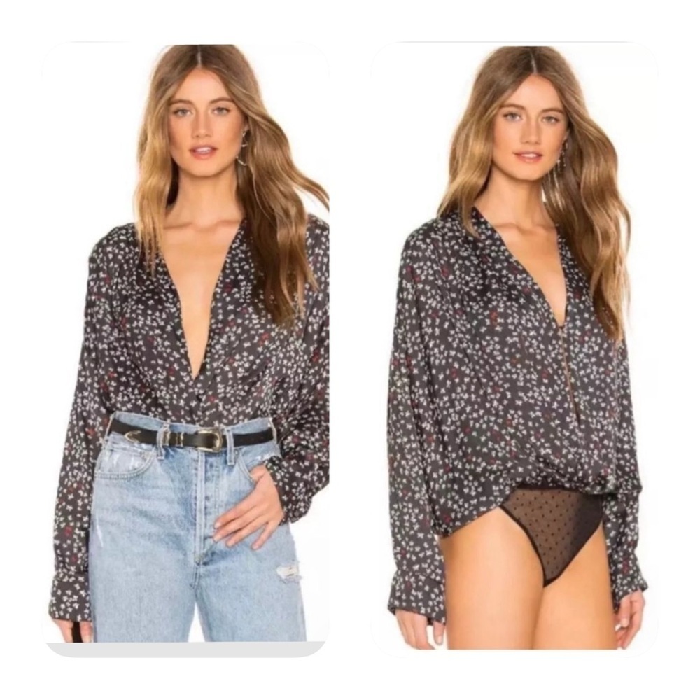 Free People | Intimately Ladylike Lady Butterflies Bodysuit XS‎ Navy White Red